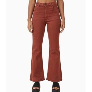 Cotton On Fall Brown Jeans Womens 12 Original Flare High Rise Casual Boho‎ Style